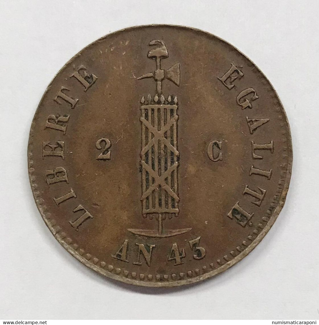 Haiti 2 Centimes 1846/AN 43 Copper KM#26 Spl Xf E.1431 - Haïti