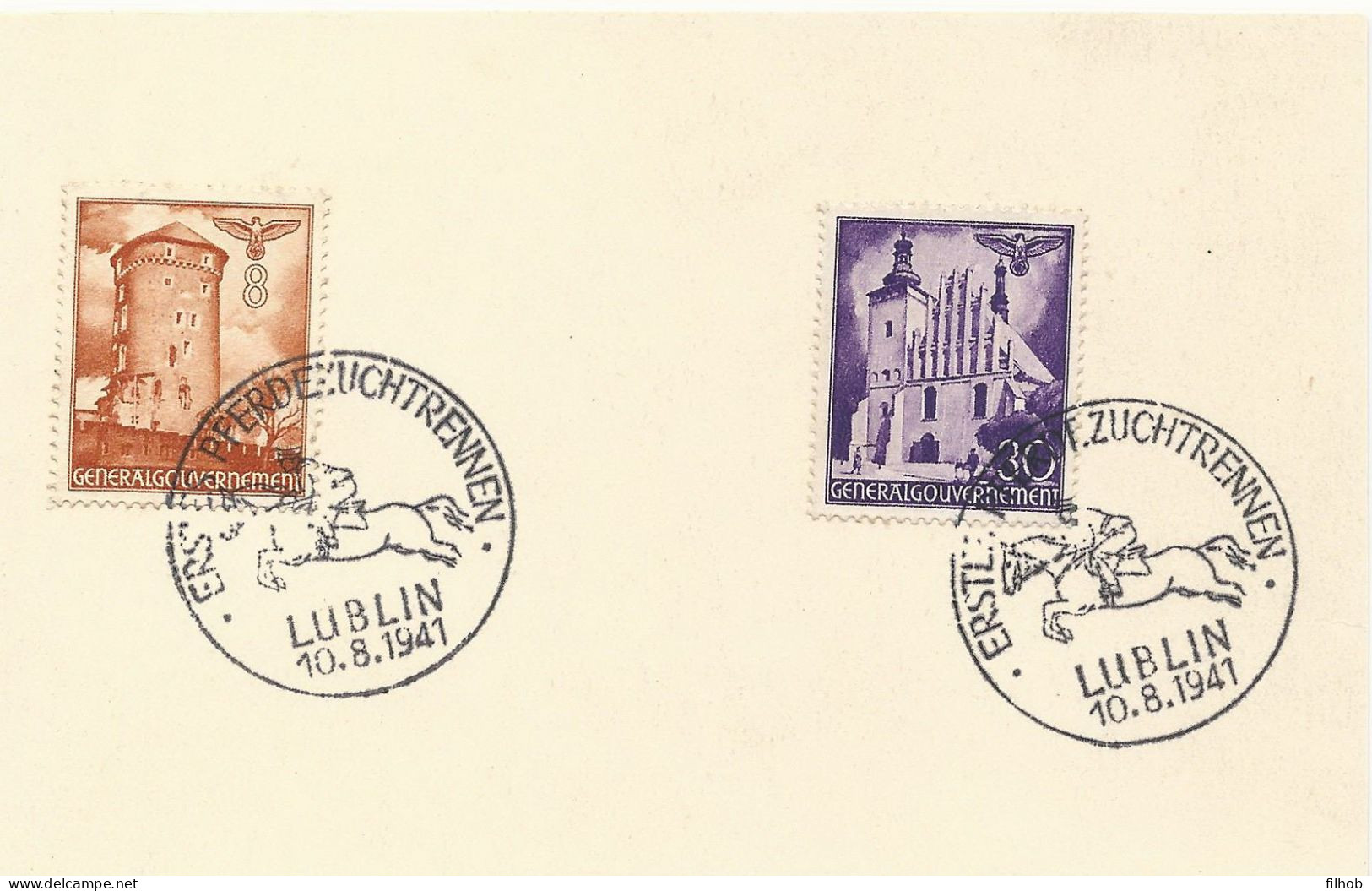 Poland GG Postmark (A212): 1941.08.10 Lublin Sport Horse Competition - General Government