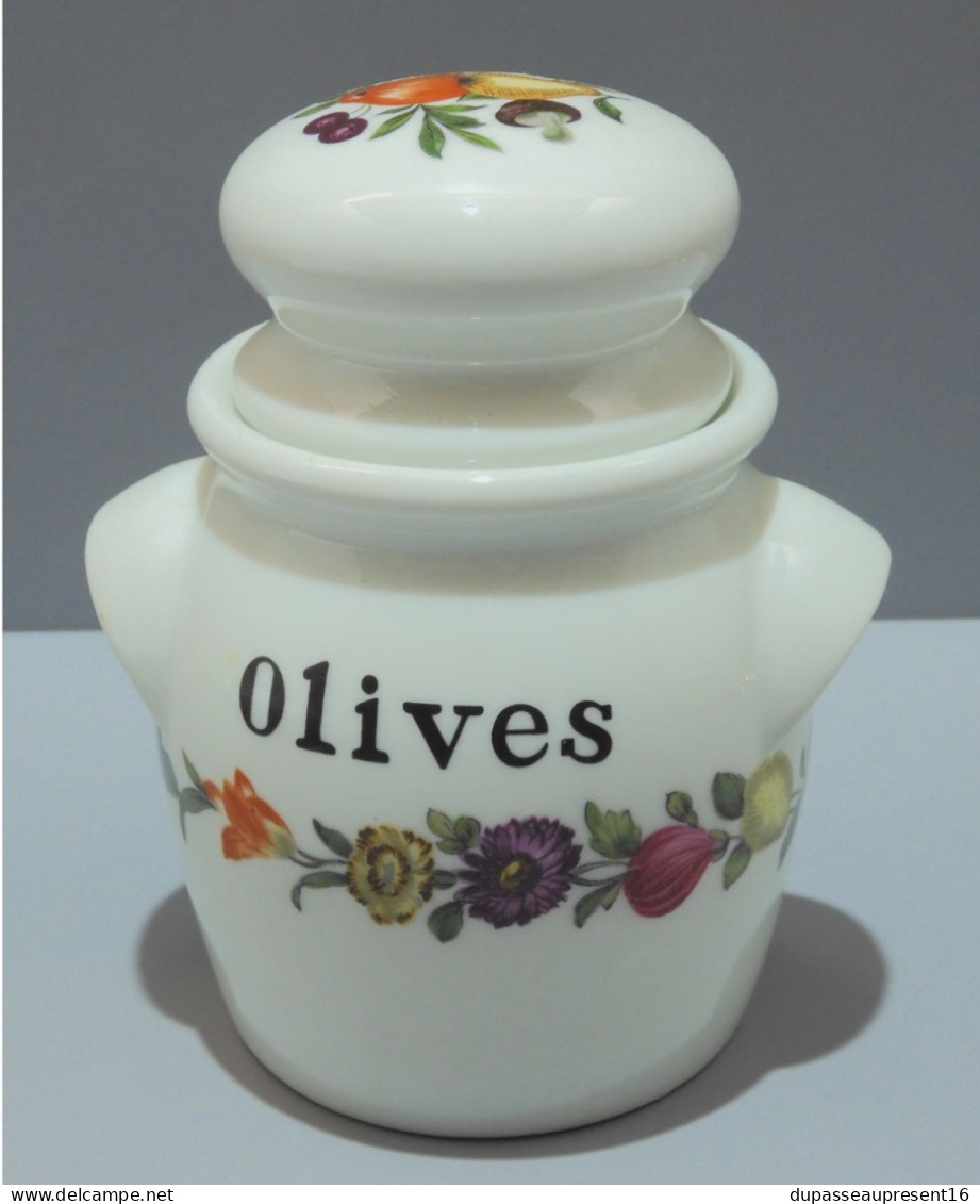 -POT A OLIVES PORCELAINE De PARIS Décor LES QUATRES SAISONS Déco FLEURS/FRUITS     E - Other & Unclassified