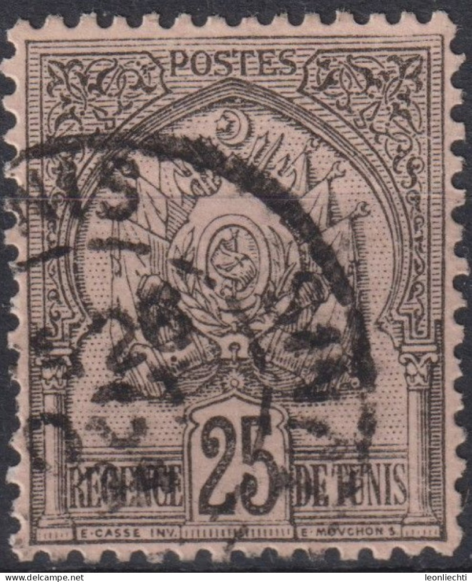 1888 Tunesien > Frankreich (alte Kolonien Und Herrschaften) ° Mi:TN 13, Yt:TN 16,  Coat Of Arms On Punctured Background - Usati