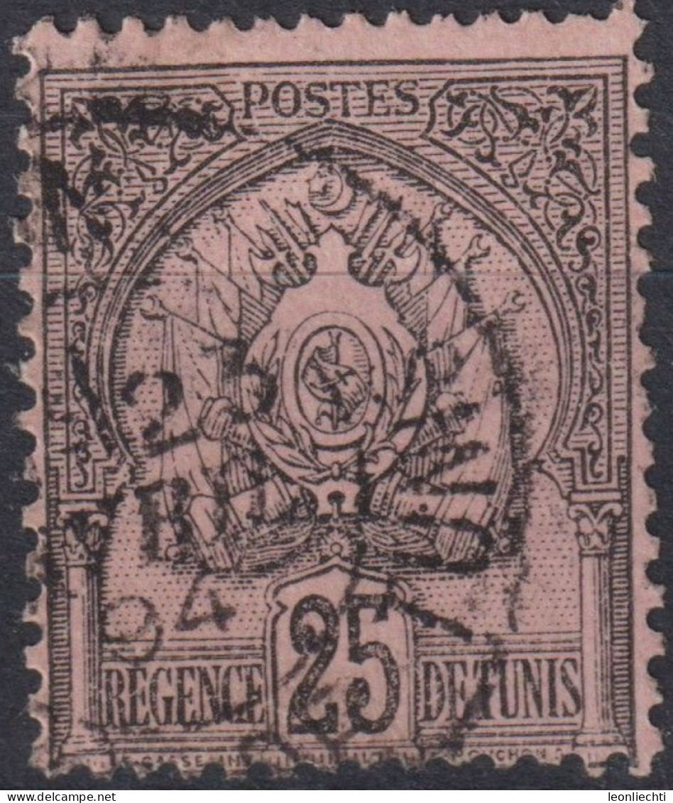 1888 Tunesien > Frankreich (alte Kolonien Und Herrschaften) ° Mi:TN 13, Yt:TN 16,  Coat Of Arms On Punctured Background - Usati