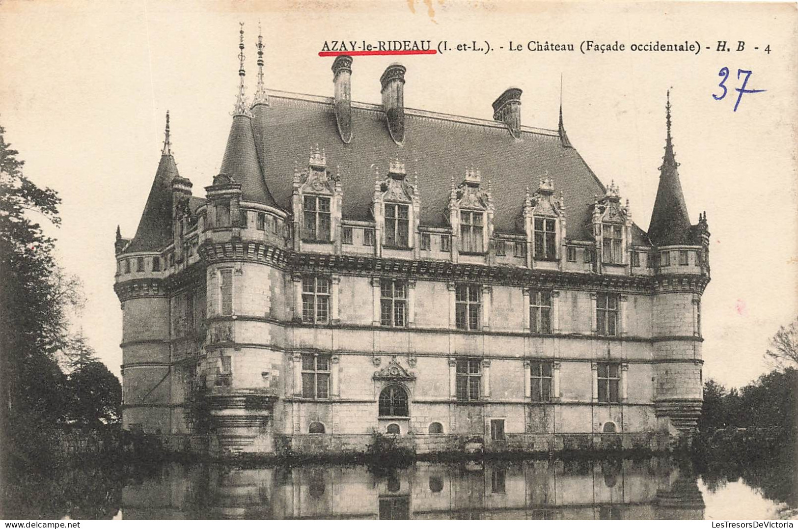 FRANCE - Azay Le Rideau (I Et L) - Le Château (Façade Méridionale Et Occidentale) - H B - Carte Postale Ancienne - Azay-le-Rideau