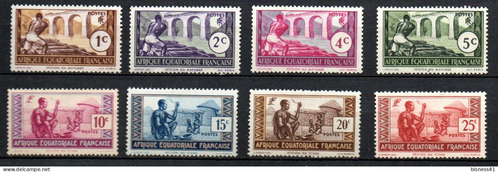 Col41 Colonies AEF Afrique équatoriale N° 33 à 40 Neuf XX MNH Cote 6,25 € - Unused Stamps