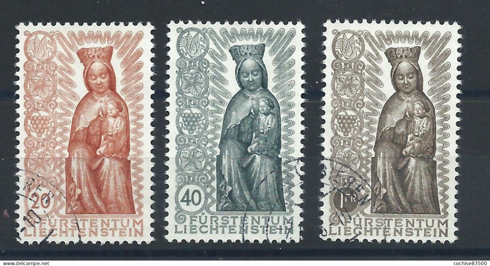 Liechtenstein N°291/93 Obl (FU) 1954 - Vierge En Bois Sculpté - Gebraucht