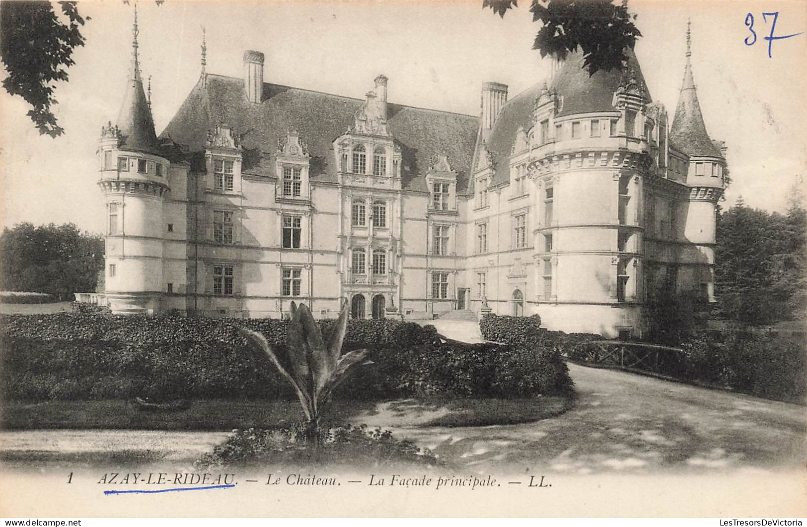 FRANCE - Azay Le Rideau - Vue D'ensemble Du Château - Façade Principale - L L - Carte Postale Ancienne - Azay-le-Rideau