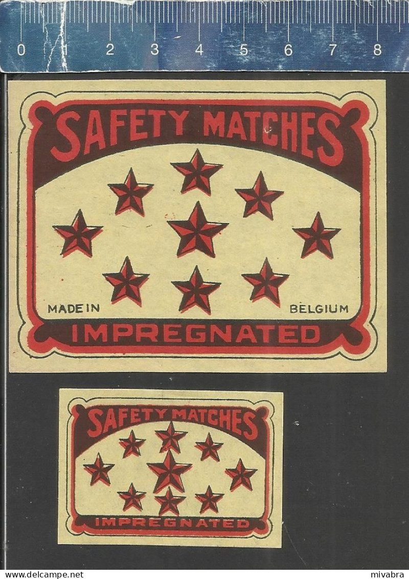 ( 9 STARS ) IMPREGNATED SAFETY MATCHES -  OLD MATCHBOX LABELS MADE IN BELGIUM - Boites D'allumettes - Etiquettes