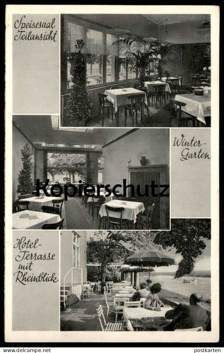 ALTE POSTKARTE LINZ AM RHEIN HOTEL EUROPÄISCHER HOF WINTERGARTEN SPEISESAAL 2 MINUTEN VON DAMPFERANLEGESTELLEN AK - Linz A. Rhein