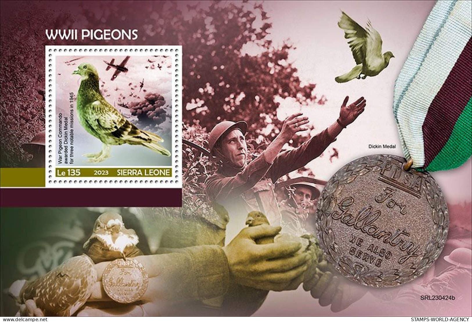 2024-02 - SIERRA LEONE- WWII PIGEONS           1V  MNH** - Pigeons & Columbiformes