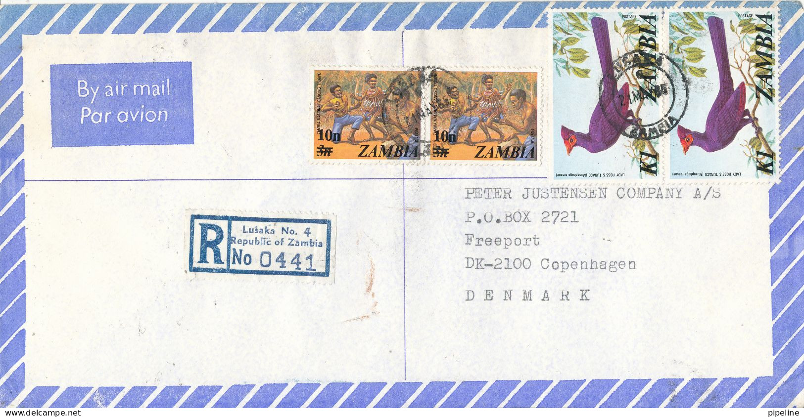Zambia Registered Air Mail Cover Sent To Denmark 21-5-1985 Topic Stamps (from The Embassy Of Czechoslovakia Lusaka) - Zambia (1965-...)
