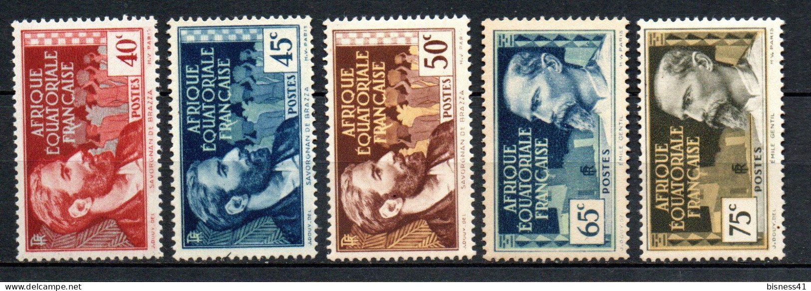 Col41 Colonies AEF Afrique équatoriale N° 43 à 45 + 47 & 48 Neuf X MH Cote 15,75 € - Unused Stamps