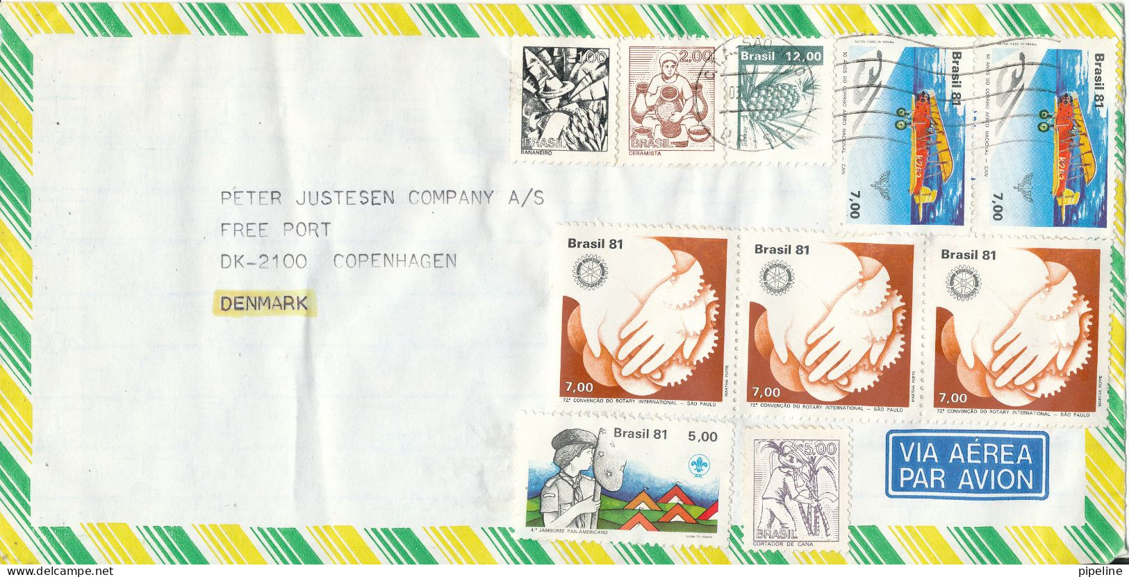 Brazil Registered Air Mail Cover Sent To Denmark 3-11-1981 (from Conculate General Japan Sao Paulo) - Poste Aérienne