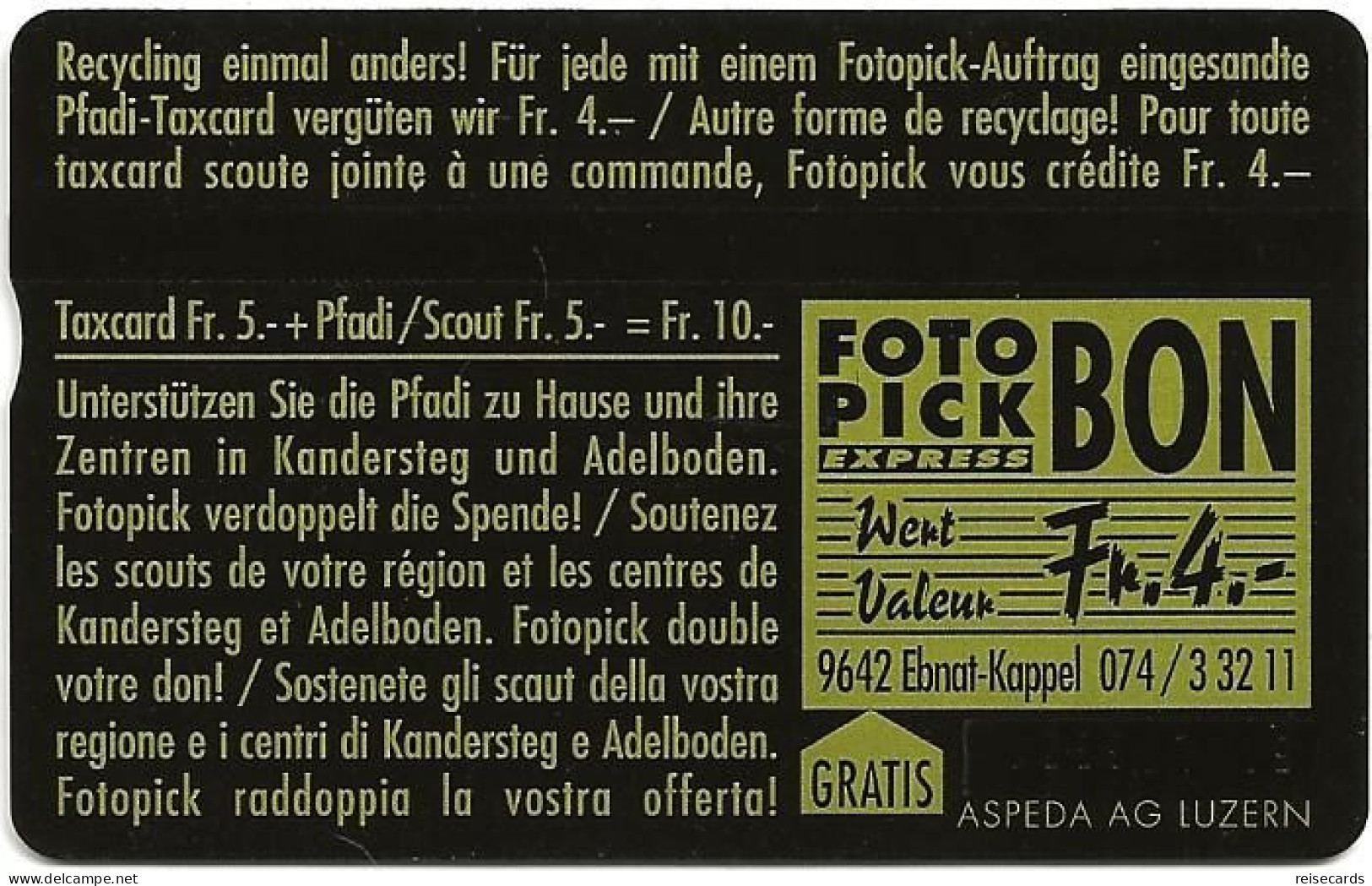 Switzerland: PTT K P 95/01 501L Pfadi - Scout - Scaut - Switzerland