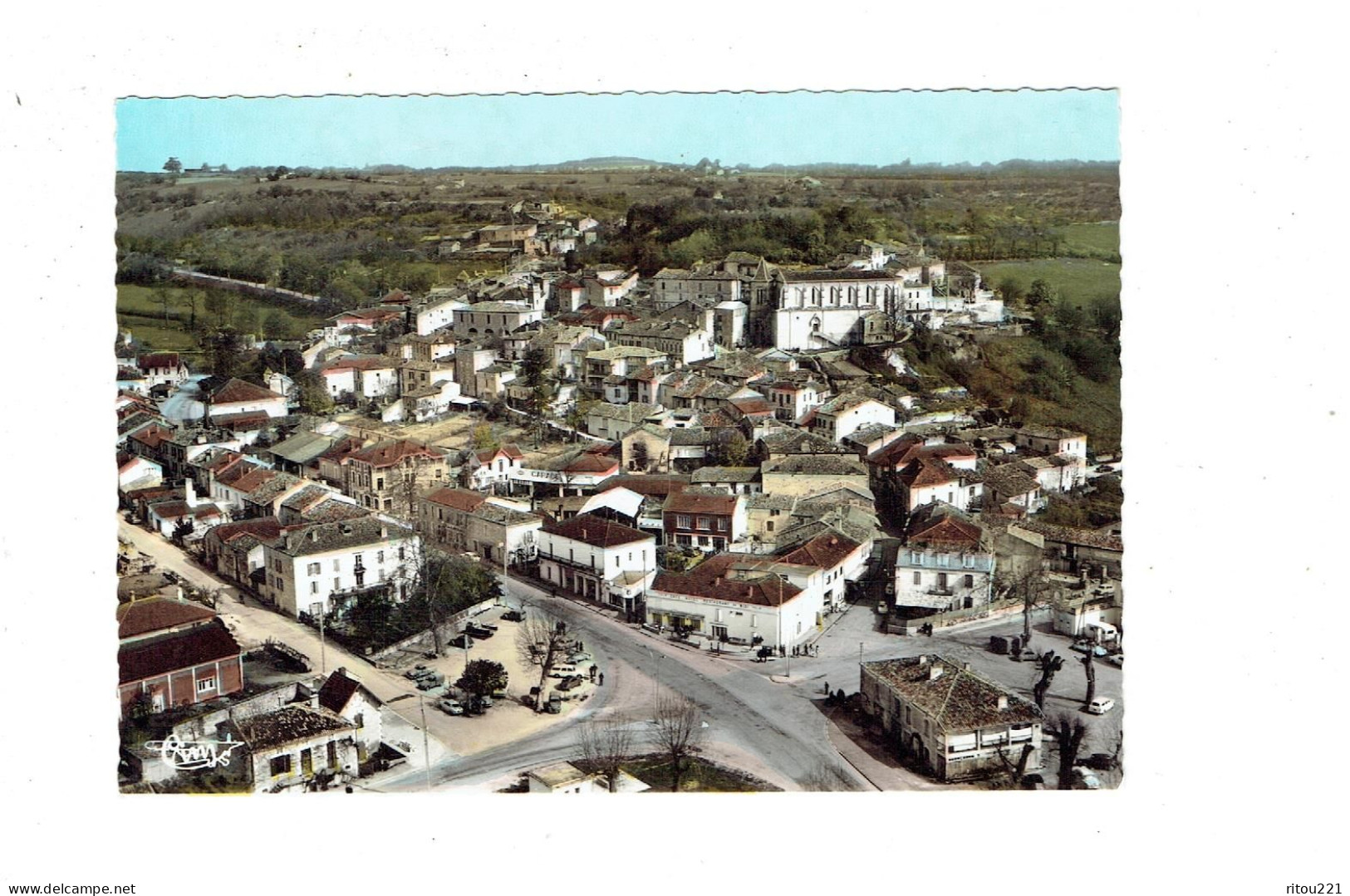 Cpm - 82 -  Montaigu De Quercy - Vue Générale Aérienne - Ac 139-55 A Cim - Garage RENAULT - Café Restaurant - Montaigu De Quercy