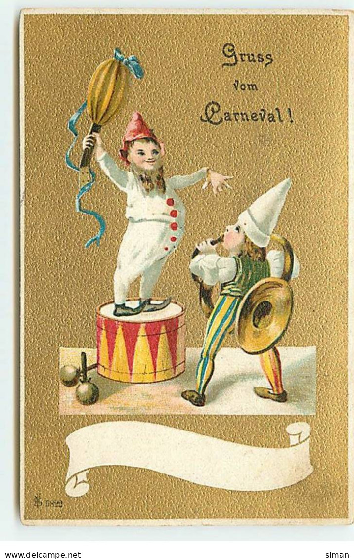 N°18986 - Gruss Vom Carneval - Enfants Déguisés En Clowns, Et Tenant Des Instruments De Musique - Carnaval