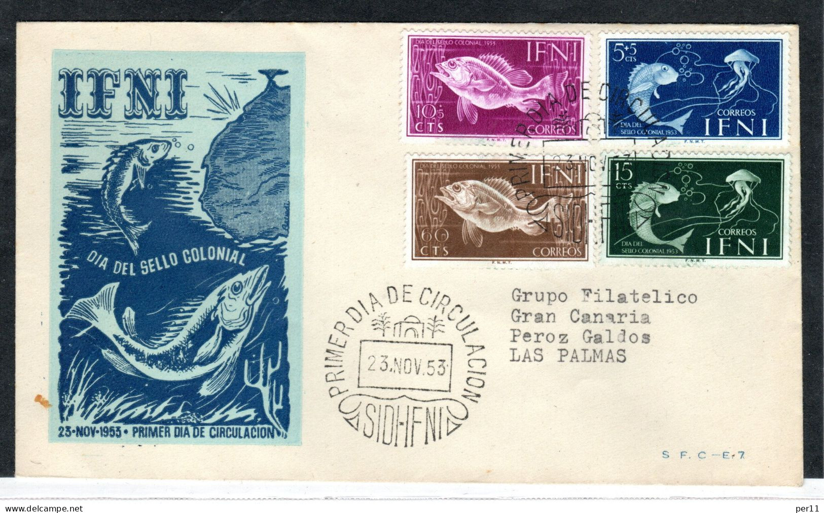 1953 Nice Letter With Fish  (es014) - Ifni