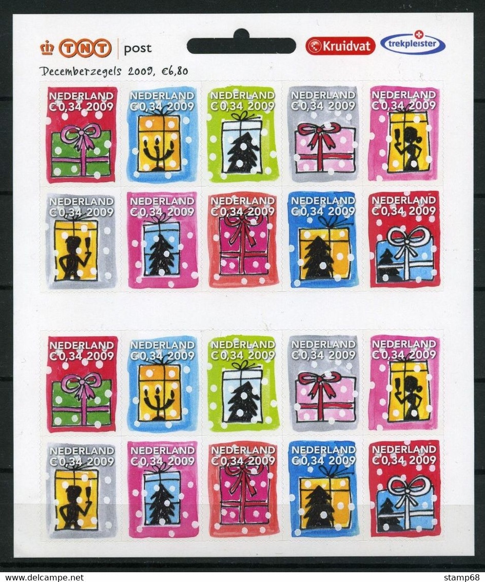 Nederland NVPH 2684-93 V2684-93 Vel Decemberpostzegels Logo Kruidvat Trekpleister 2009 MNH Postfris Christmas - Autres & Non Classés