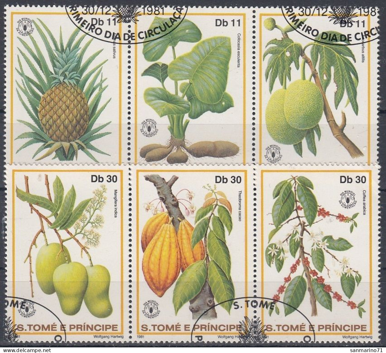 SAO TOME 744-749,used,fruits - Sao Tome Et Principe