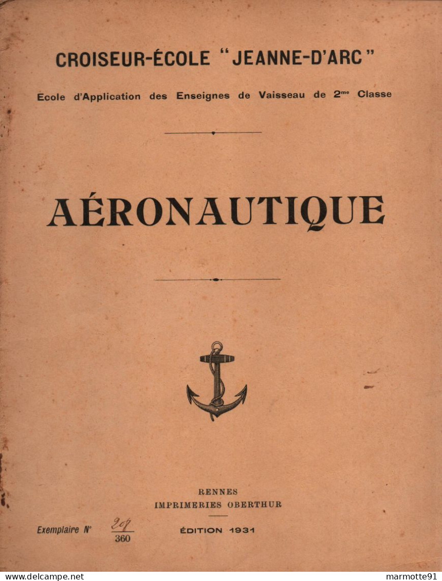 AERONAUTIQUE CROISEUR ECOLE JEANNE D ARC 1931  COURS ECOLE APPLICATION MARINE - Luchtvaart