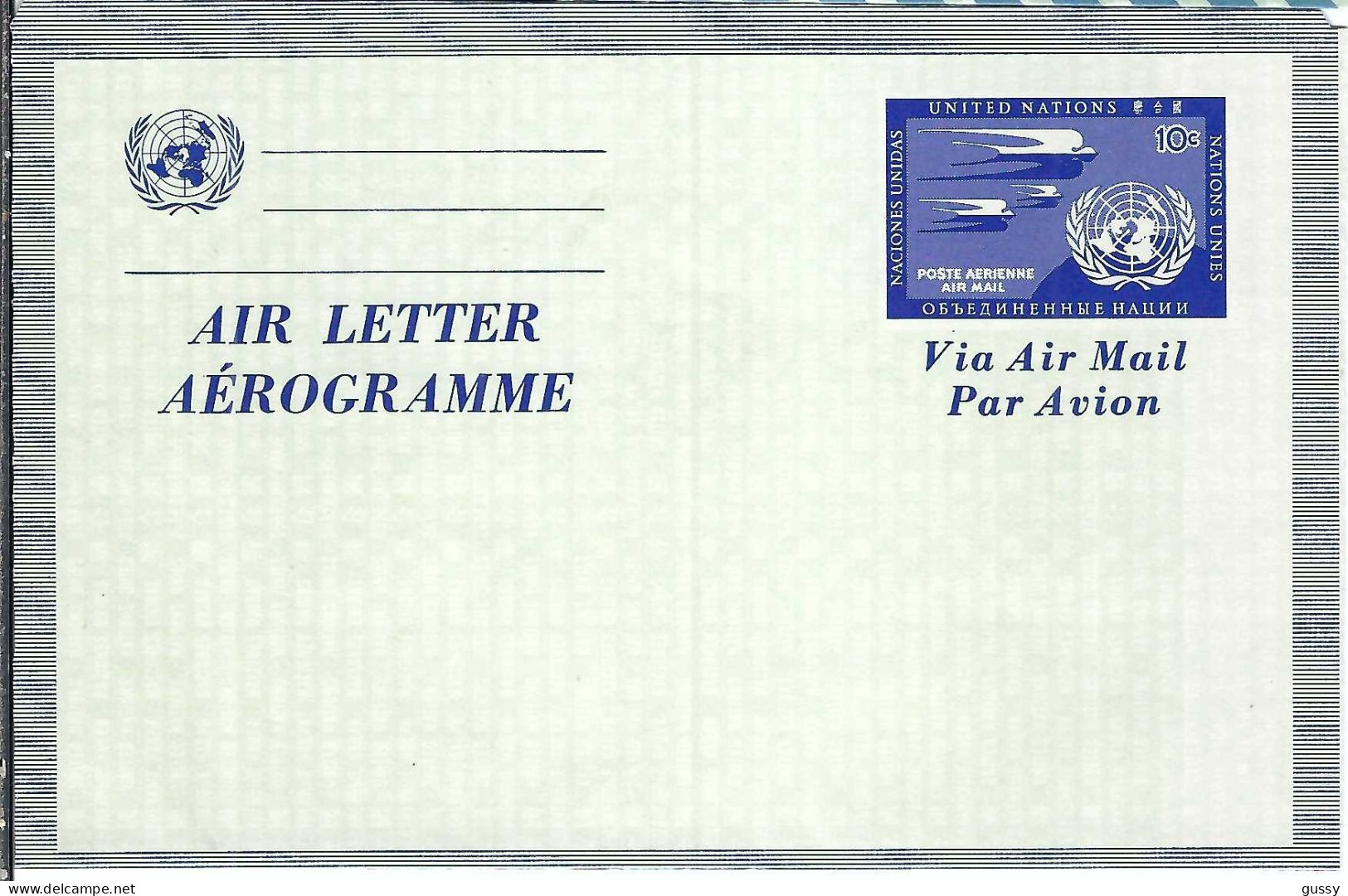 NATIONS UNIES New York Ca.1974: Aérogramme Entier De 10c Neuf - Briefe U. Dokumente