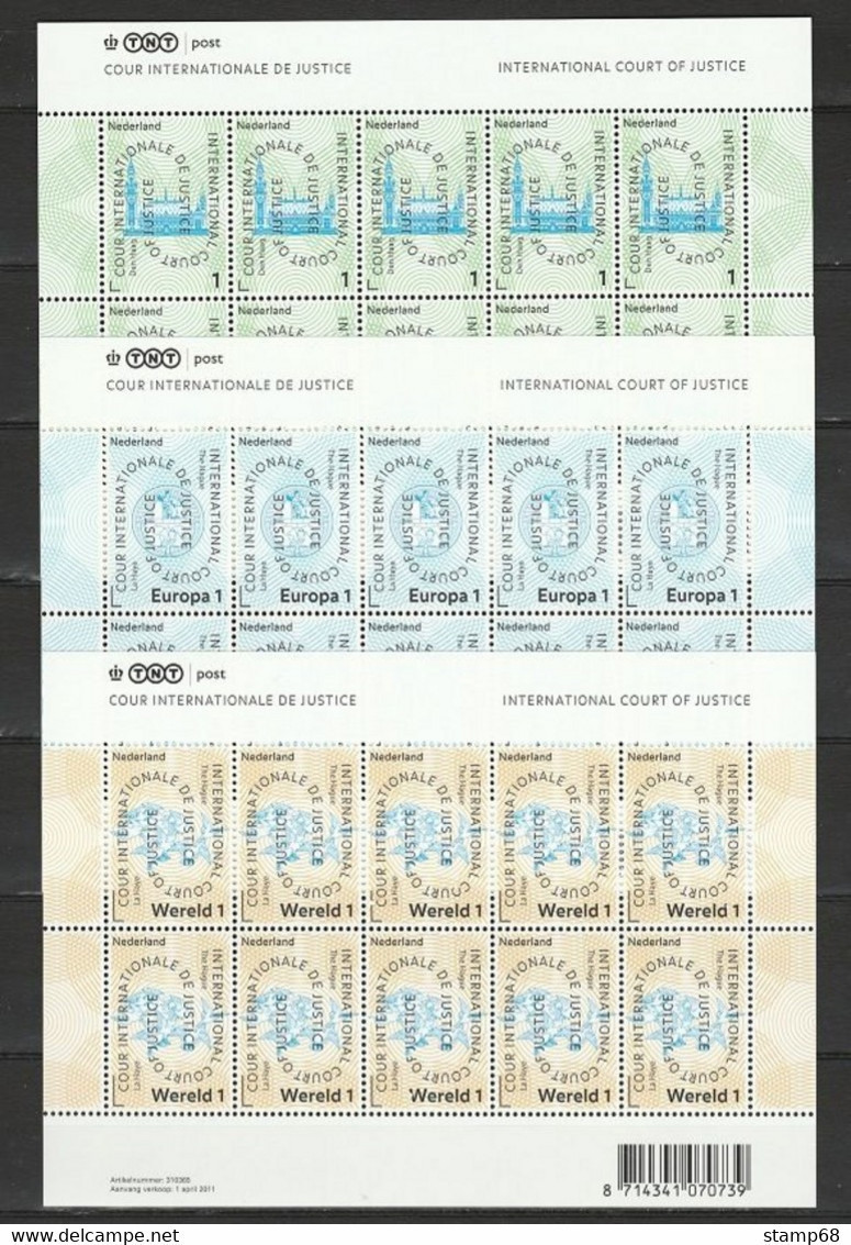 Nederland NVPH D61-63 VD61-63 Vel Cour De Justice 2011 MNH Postfris - Servizio