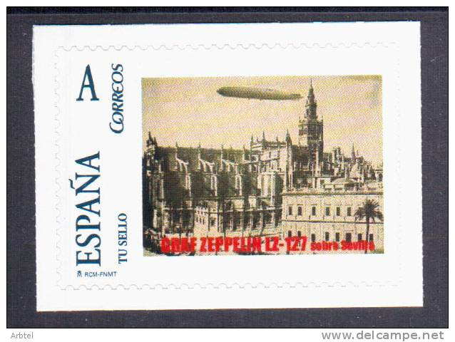 Zeppelin Over Sevilla Tusello Tu Sello On Spain Customized Stamp - Zeppeline