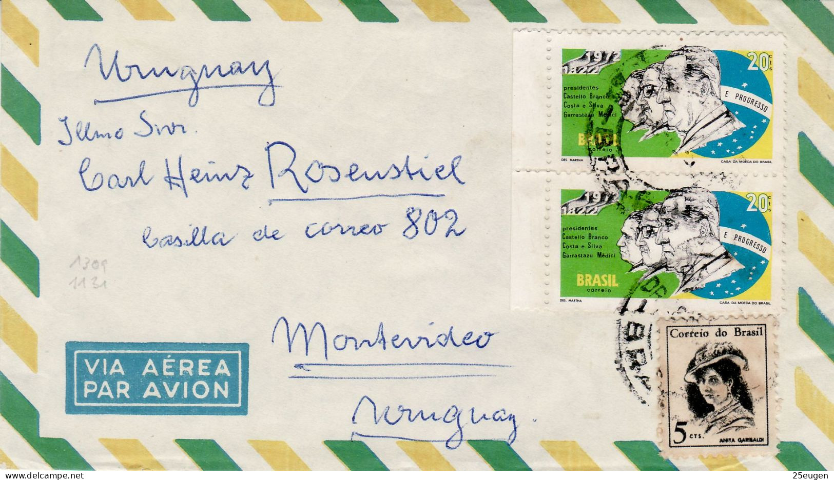 BRAZIL 1972 AIRMAIL  LETTER SENT TO MONTEVIDEO - Covers & Documents