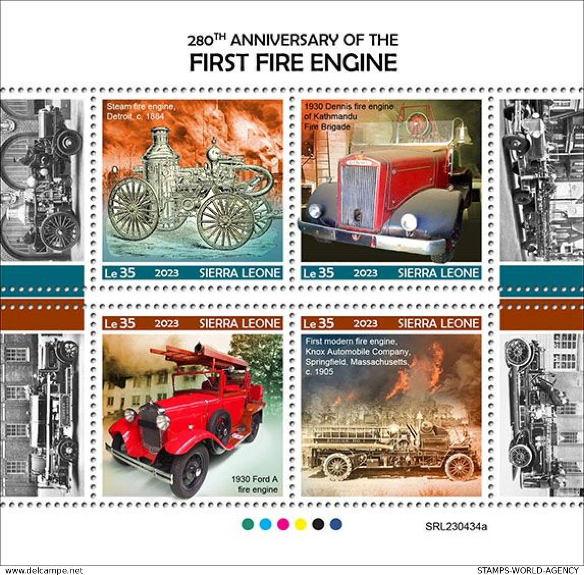 2024-02 - SIERRA LEONE- FIRE ENGINES           4V  MNH** - Camiones