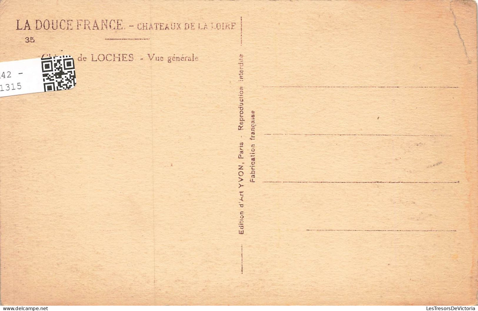 FRANCE - La Douche France - Châteaux De La Loire - De Loches - Vue Générale  - Carte Postale Ancienne - Loches
