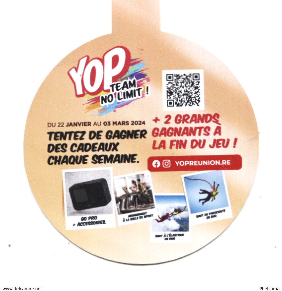 RARE - Ile De LA REUNION - Nouveau : Balise De Produit / Boisson YOP Team No Limit QR Code Cadeaux - Insegne