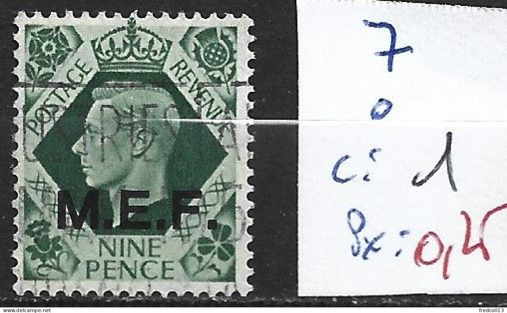 ITALIE OCCUPATION BRITANNIQUE MEF 7 Oblitéré Côte 1 € - Occup. Britannica MEF