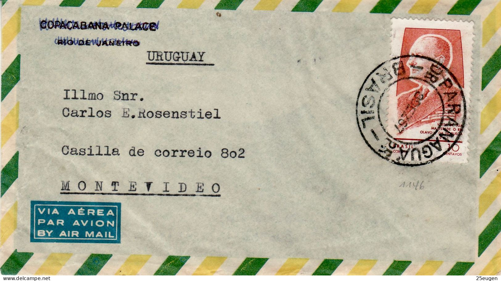 BRAZIL 1967 AIRMAIL  LETTER SENT TO MONTEVIDEO - Lettres & Documents