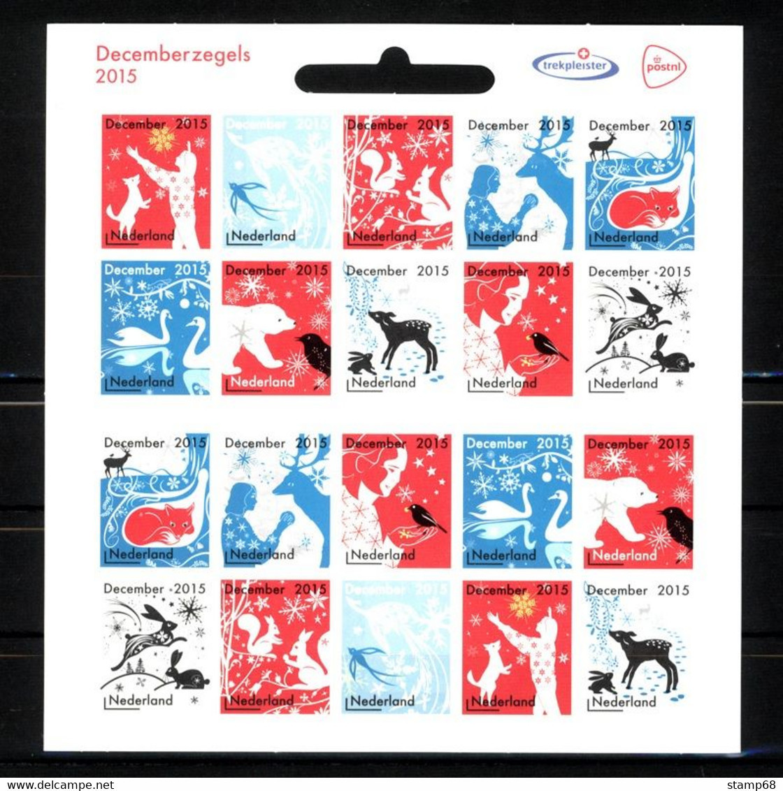 Nederland NVPH 3363-72 Vb3363-72 Vel Decemberzegels Trekpleister 2015 Postfris MNH Netherlands Christmas - Ongebruikt