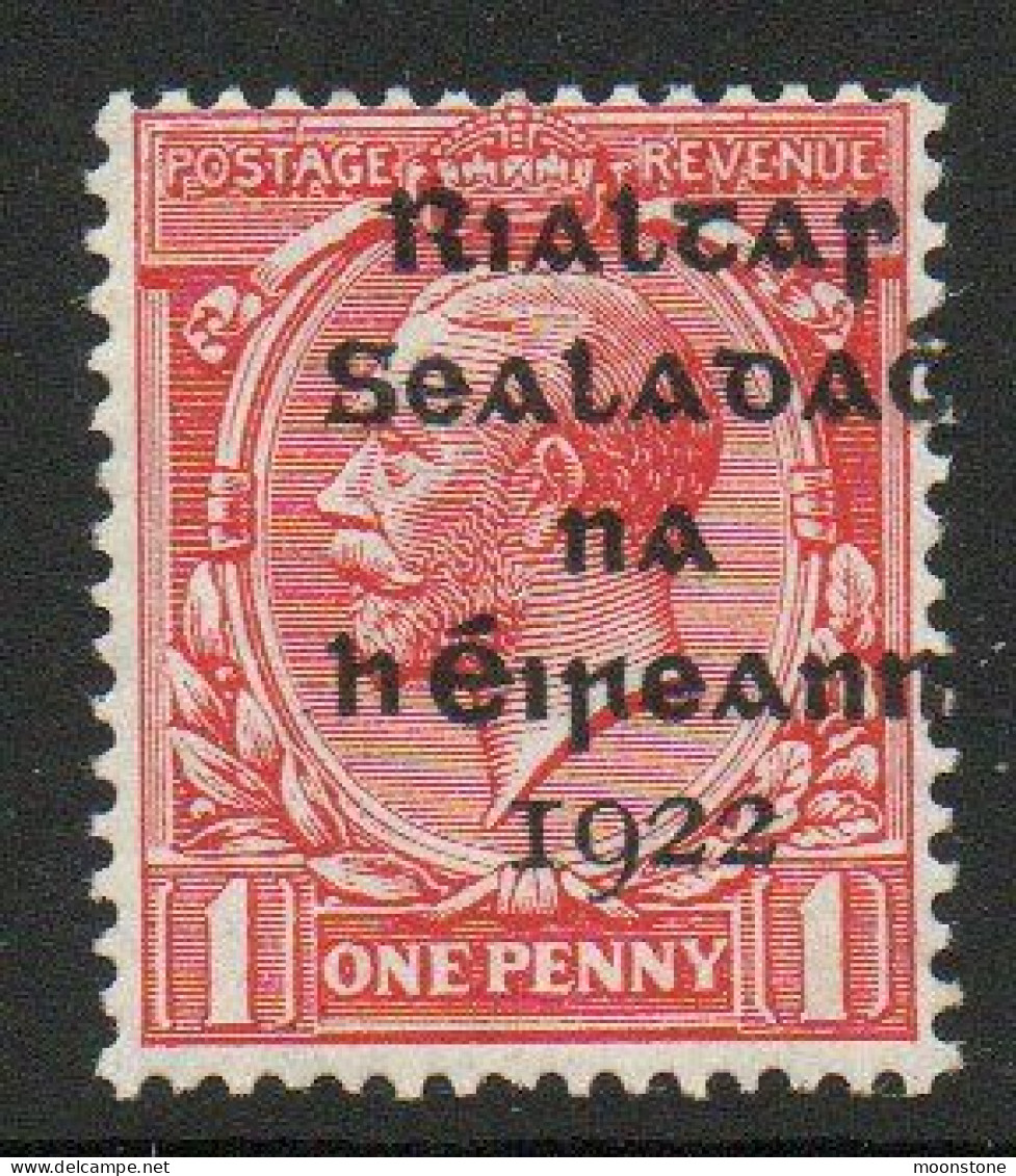 Ireland 1922 Dollard Rialtas Overprint On 1d Scarlet, MNH, SG 2 - Unused Stamps