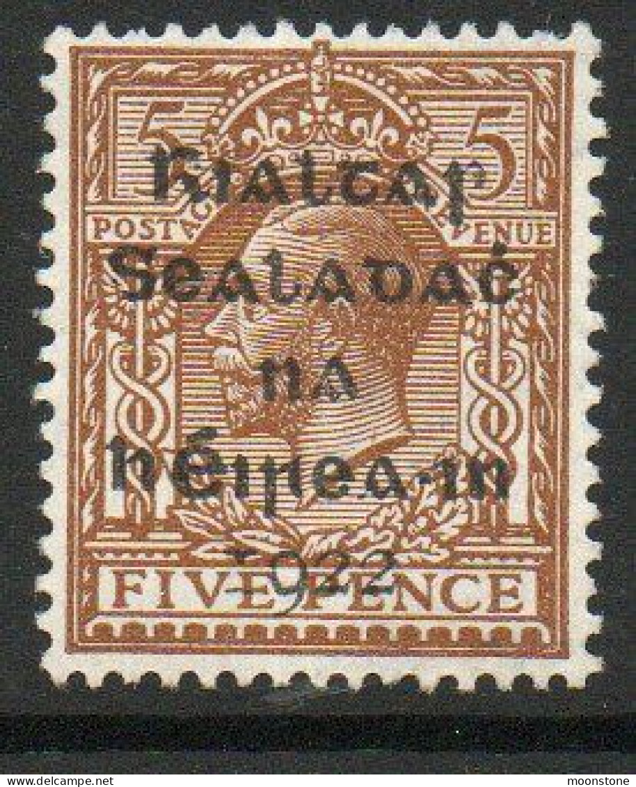 Ireland 1922 Dollard Rialtas Overprint On 5d Yellow-brown, Hinged Mint, SG 7 - Ungebraucht