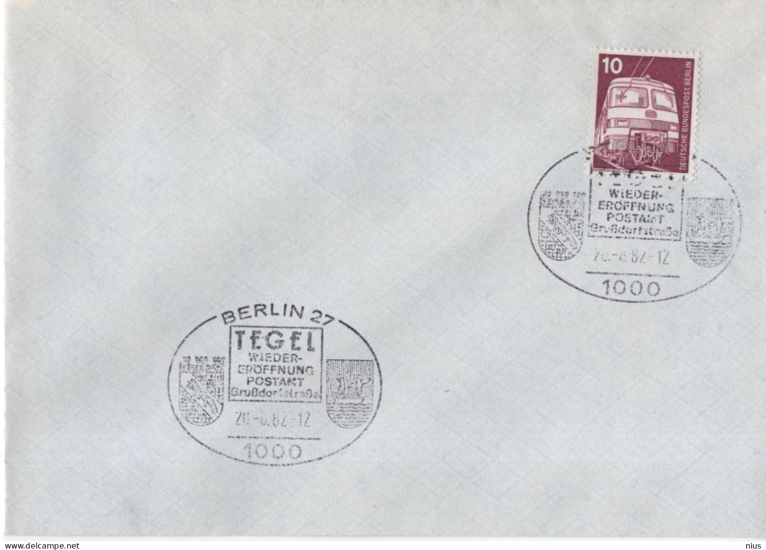 Germany Deutschland 1982 FDC Tegel, Wiedereröffnung Postamt, Canceled In Berlin, Train Railway Railroad - 1981-1990