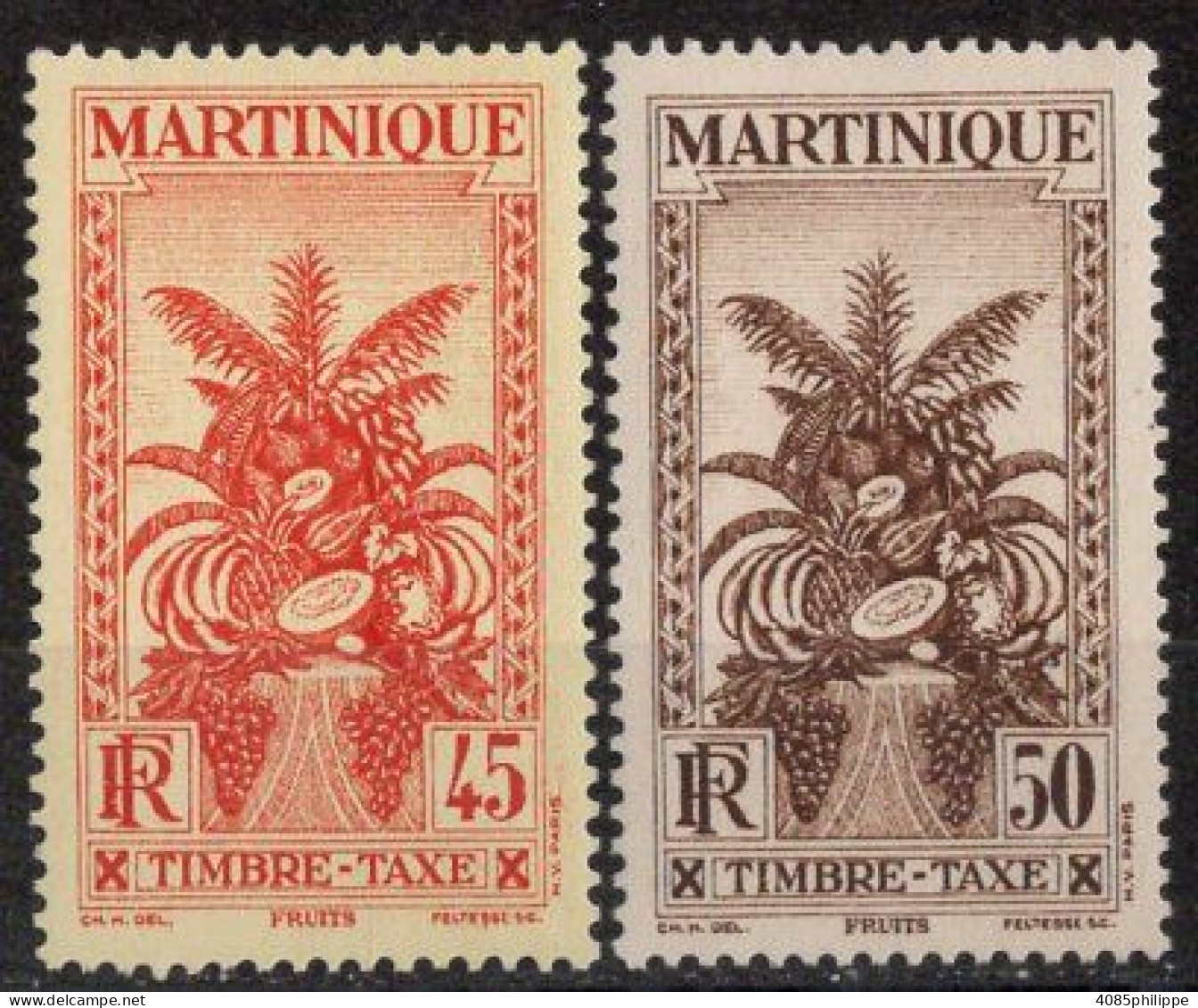 Martinique Timbres-Taxe N°17* & 18* Neufs Charnières TB  Cote :3€00 - Timbres-taxe