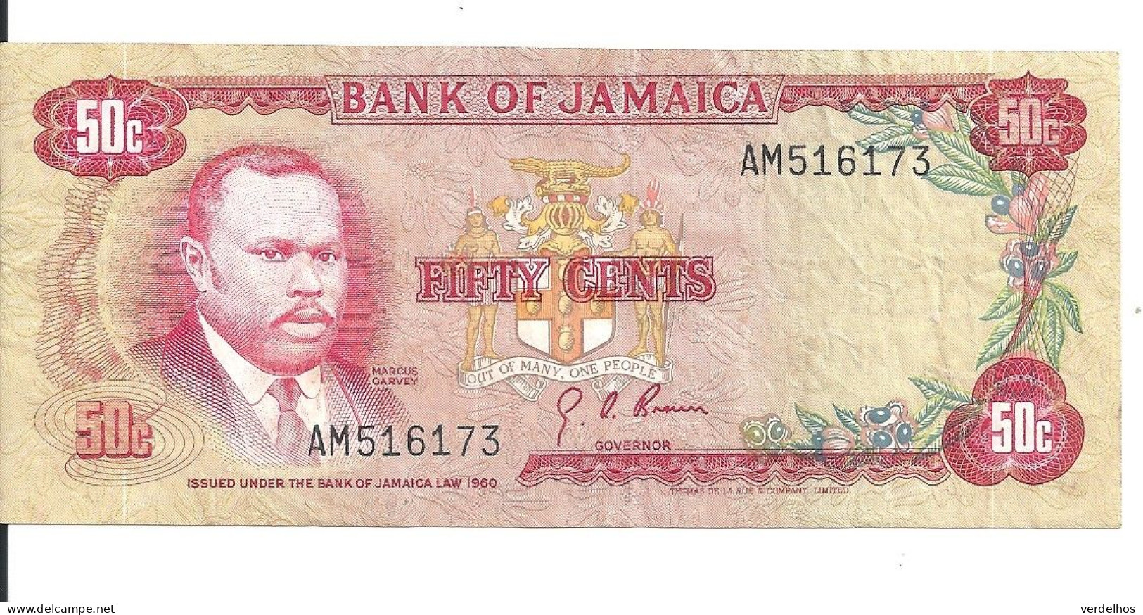 JAMAIQUE 50 CENTS L.1960(1970) VF+ P 53 - Jamaica
