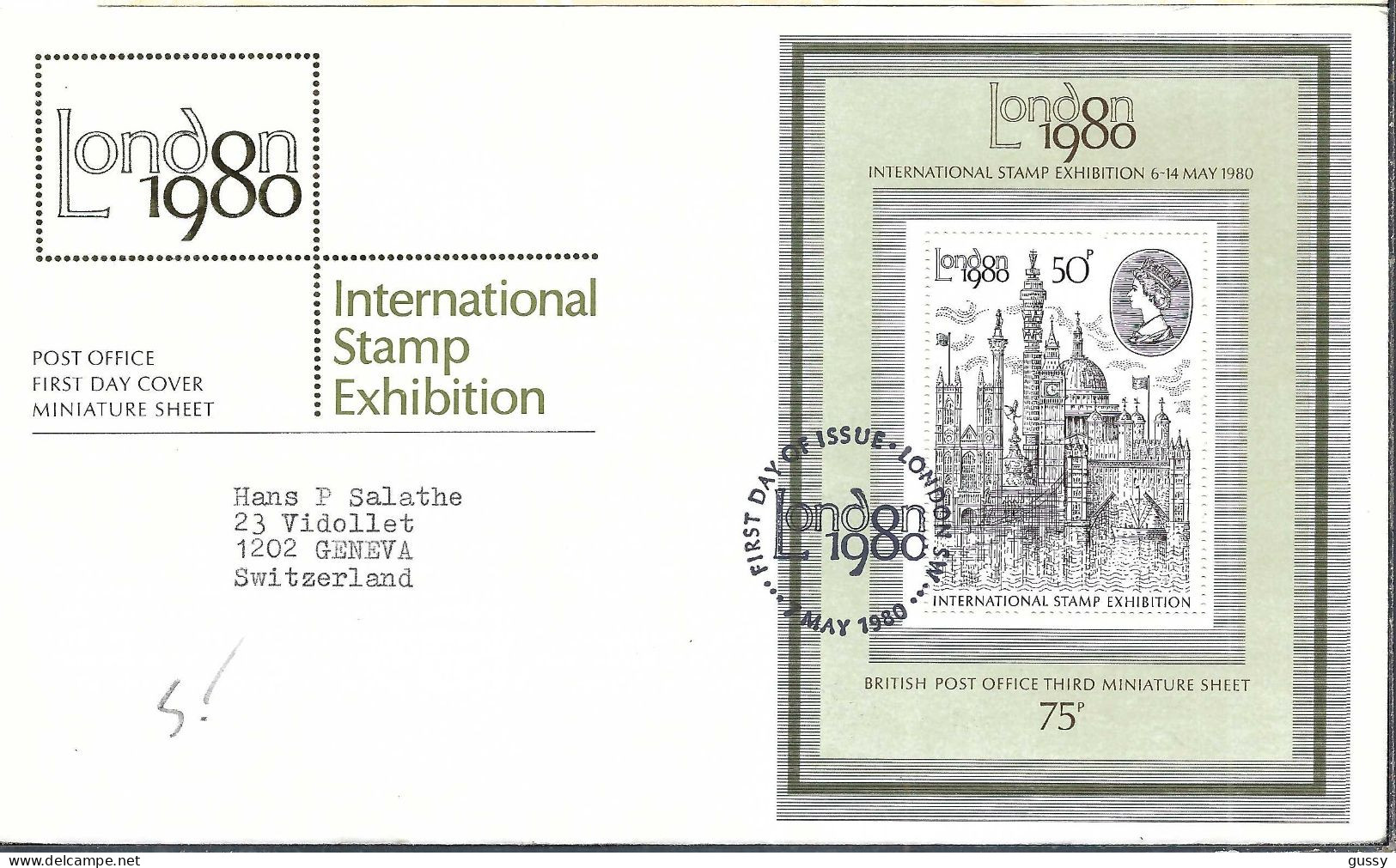 GRANDE BRETAGNE Ca.1980: FDC "London 1980" - 1971-1980 Em. Décimales