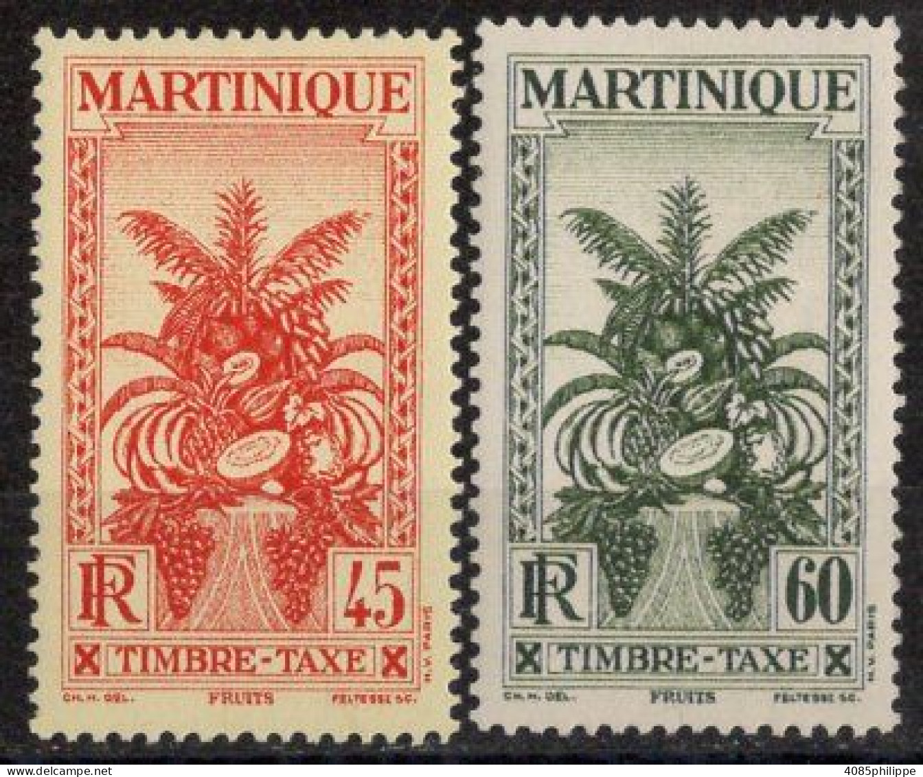 Martinique Timbres-Taxe N°17* & 19* Neufs Charnières TB  Cote :3€00 - Postage Due