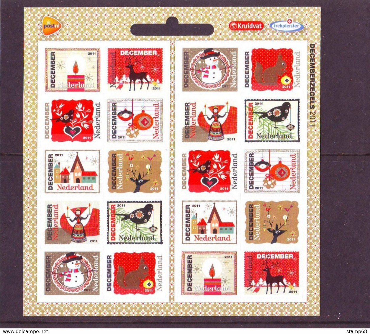 Nederland NVPH 2887-96 Vb2887-96 Vel Decemberzegels Kruidvat Trekpleister Logo 2011 Postfris MNH Netherlands - Ongebruikt