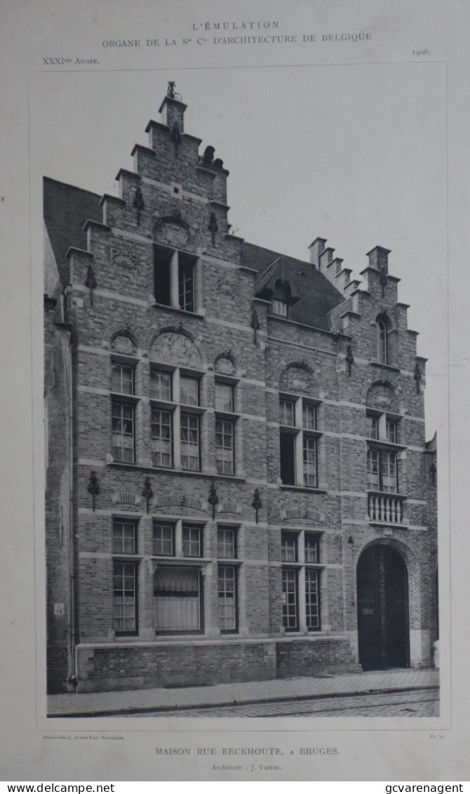 BRUGGE  1906 - MAISON RUE EECHOUTE     45 X 32 CM   VOIR 2 SCANS - Architectuur