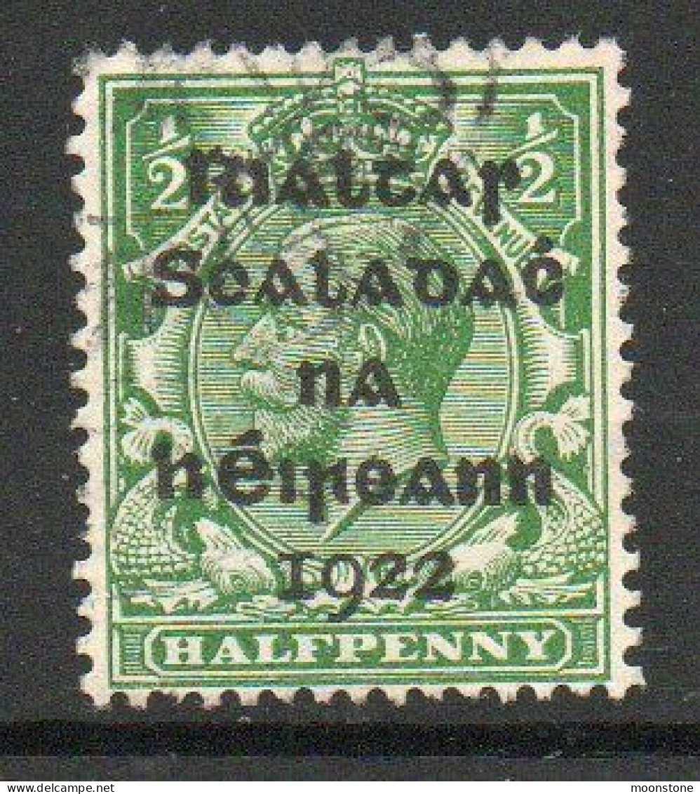 Ireland 1922 Dollard Rialtas Overprint On ½d Green, SCaladac Printing Flaw, Used, SG 1 - Ongebruikt