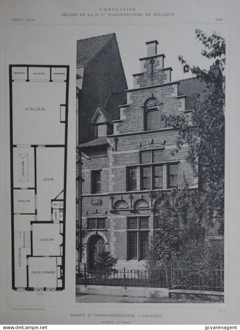 KORTRIJK 1906 - MAISON Bd. VANDENPEEREBOOM     45 X 32 CM   VOIR 2 SCANS - Architecture