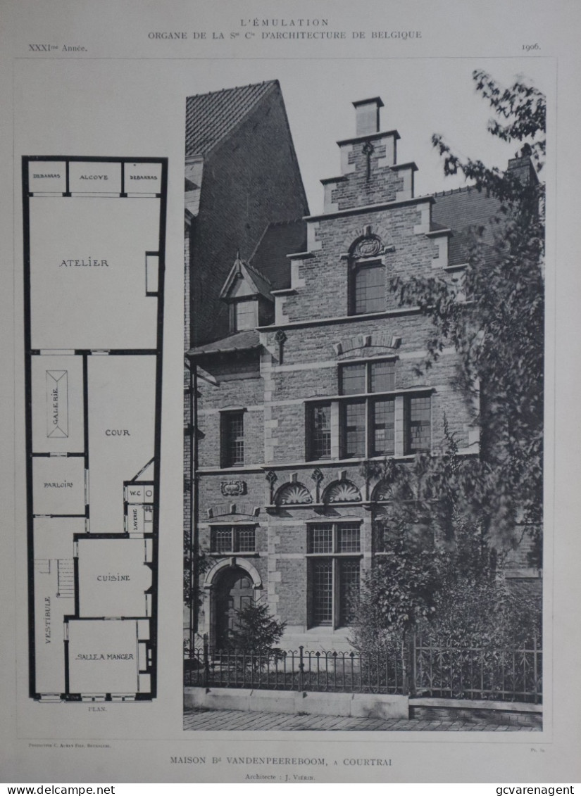 KORTRIJK 1906 - MAISON Bd. VANDENPEEREBOOM     45 X 32 CM   VOIR 2 SCANS - Architektur