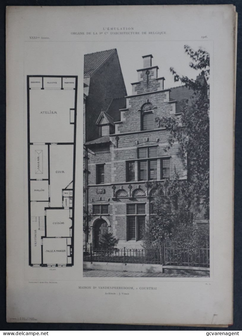 KORTRIJK 1906 - MAISON Bd. VANDENPEEREBOOM     45 X 32 CM   VOIR 2 SCANS - Architettura