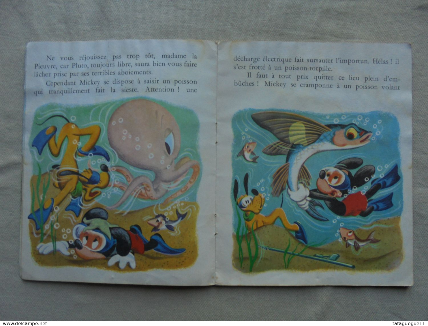 Ancien - Un Petit Livre D'Argent Mickey Et Pluto Chasseurs Sous-marins 1963 - Disney