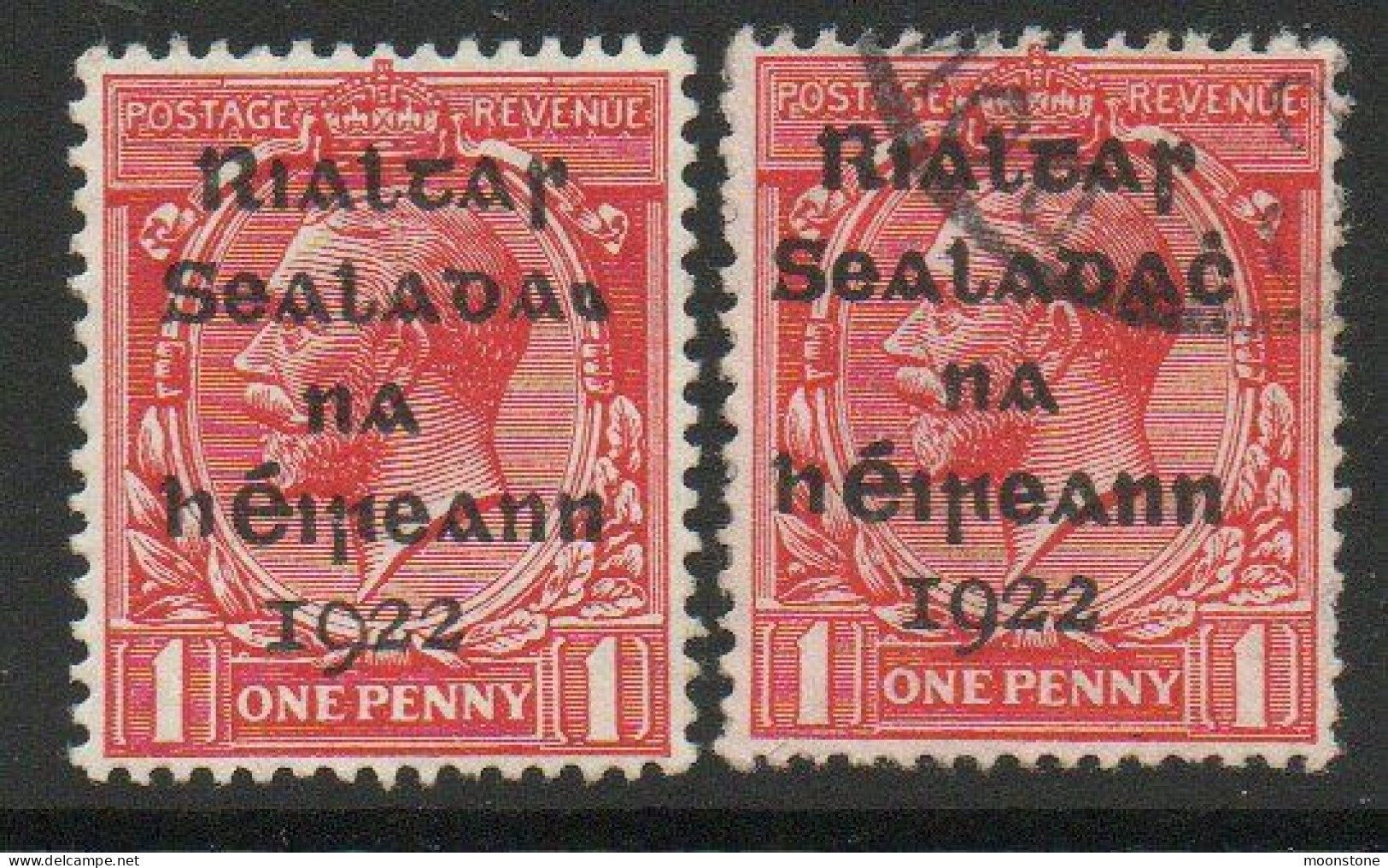 Ireland 1922 Dollard Rialtas Overprint On 1d Scarlet, Large 9 In 1922 + Normal, Error MLH, SG 2 - Nuevos