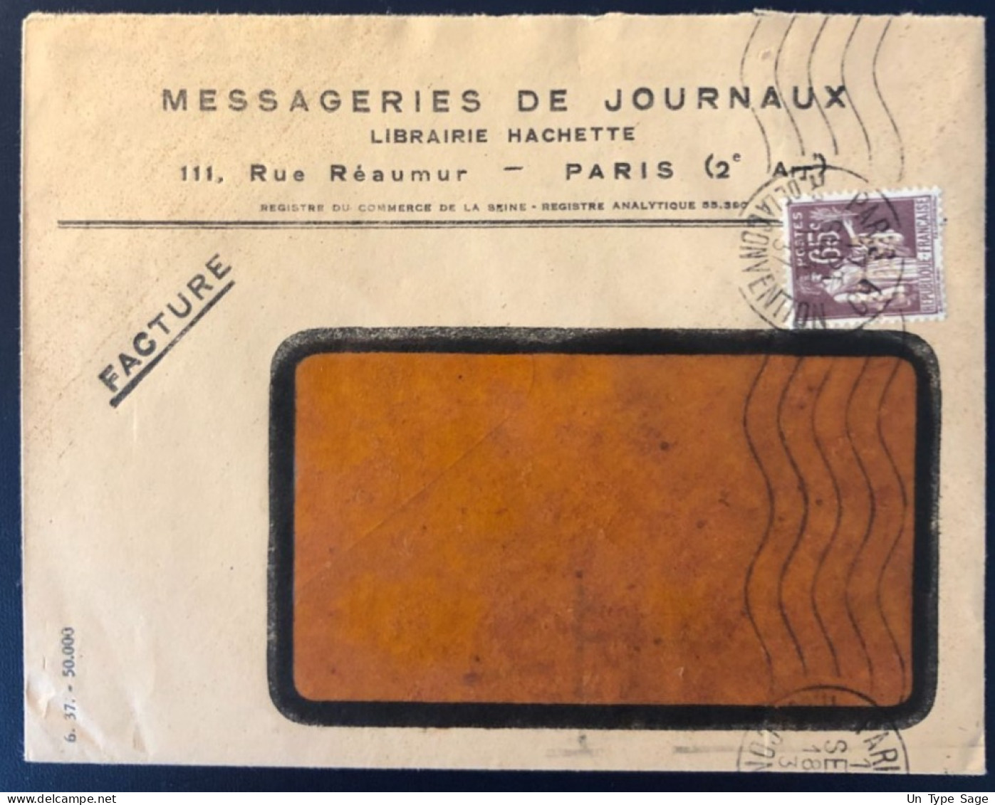 France, Divers Sur Enveloppe, Perforé MESSAGERIES DE JOURNAUX 1937  - (B1717) - Storia Postale