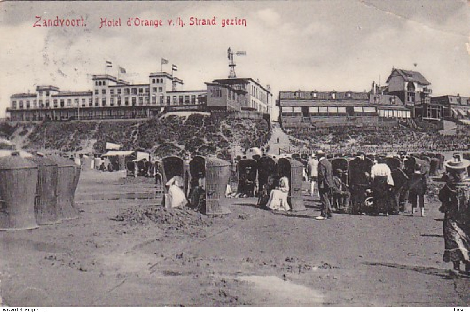1850	169	Zandvoort, Hotel D’ Orange V./h. Strand Gezien (poststempel 1907) (rechtsboven Een Vouw) - Zandvoort