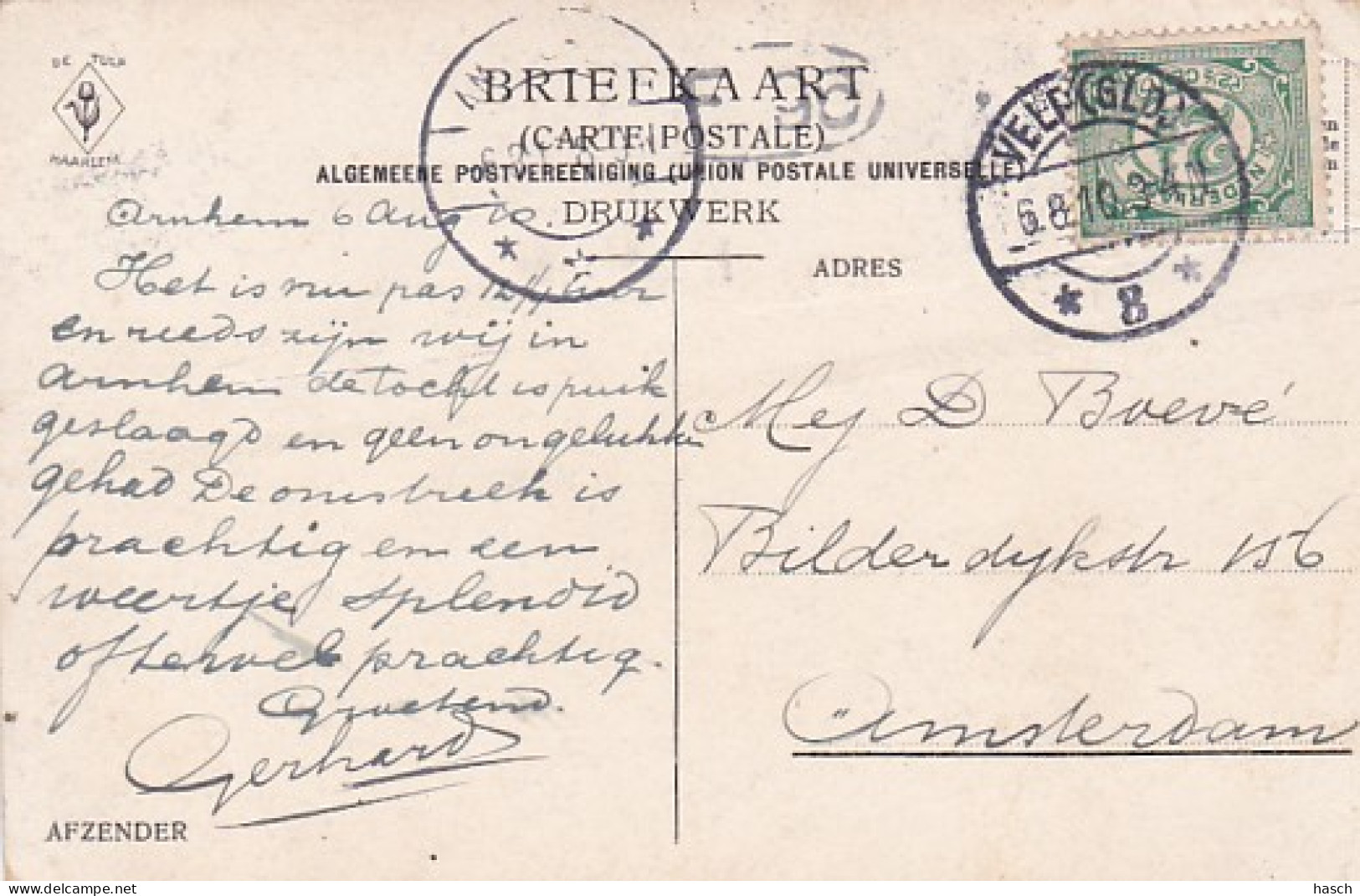 1850	331	Velp, Omstreken Arnhem (poststempel 1910)(linksboven Een Kleine Vouw) - Velp / Rozendaal